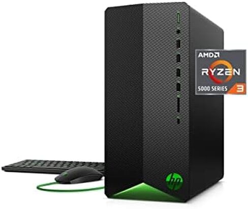 كمبيوتر مكتبي HP Pavilion للألعاب، معالج AMD Ryzen 7 5700G، رسومات NVIDIA GeForce RTX 2060، ذاكرة الوصول العشوائي 16 جيجابايت، 1 تيرابايت SSD، Windows 11 Pro (TG01-2460، ظل أسود) in Kuwait