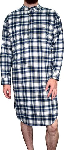 Lee Valley, Ireland Valley Men's Genuine Irish Cotton Flannel Nightshirt (Large, LV38 Douglas Blue Tartan) in Saudi Arabia