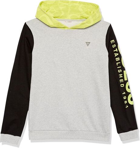 GUESS Boys' Big Long Sleeve Organic Contrast French Terry Active Pullover in Saudi Arabia