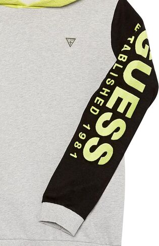 GUESS Boys' Big Long Sleeve Organic Contrast French Terry Active Pullover in Saudi Arabia
