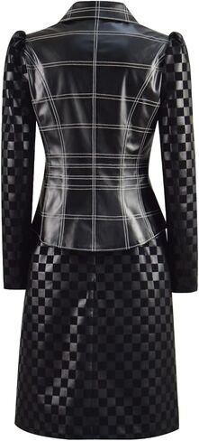 Womens Cruella Cosplay Costume Black Jacket Dress Full Set Halloween Uniform in Saudi Arabia