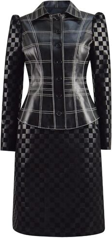 Womens Cruella Cosplay Costume Black Jacket Dress Full Set Halloween Uniform in Saudi Arabia