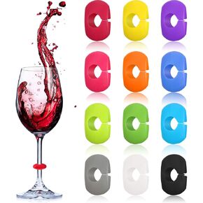 12 Pieces Wine Glass Charms Markers Silicone Drink Markers for Wine Glass Champagne Flutes Cocktails, Martinis, 12 Colors in Saudi Arabia