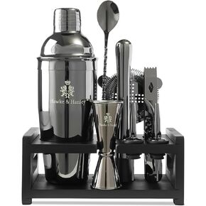 Hawke & Hanley Mixology Bartender Kit: Cocktail Shaker Bar Set with a Martini Shaker, Bar Tools and Black Bamboo Stand | Bartending Kit with Recipe Book | Unique Housewarming Gift (Gunmetal Black) in Saudi Arabia