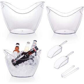 3Pcs Ice Buckets for Parties, 8 L 4 L Wine Bucket, Clear Acrylic Champagne Bucket with Tong and Ice Scoop, Beverage Tub for Cocktail Bar, Drinks, Wine, Beer Bottles in Kuwait