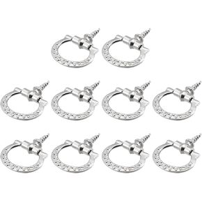 مقبض سحب حلقي من ميتاليكسيتي (24 مم × 27 مم) 10 قطع، مقابض تزيين حديدية - لصندوق خشبي منزلي يسحب الأدراج، لون فضي in Kuwait