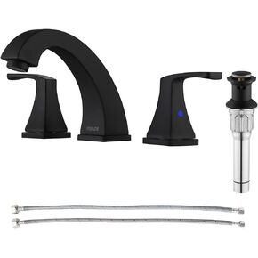 PARLOS Widespread Double Handles Bathroom Faucet with Pop Up Drain and cUPC Faucet Supply Lines, Brushed Gold, 1.2 GPM