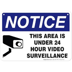 This Area is Under 24 Hour Video Surveillance Sign, 7x10 Inches, Rust Free .040 Aluminum, Fade Resistant, Made in USA by My Sign Center in Saudi Arabia