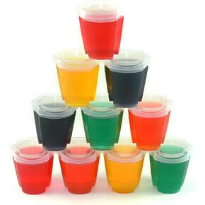 50 EZ-Squeeze Jello Shot Cups With Lids - 2 oz Max Capacity-New and Improved Design 2019 - Jello Shot Cups With Lids Stack-able - Easy To Squeeze -Fun For All Occasions in Saudi Arabia