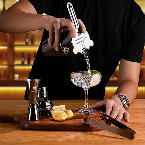 Hawke & Hanley Mixology Bartender Kit: Cocktail Shaker Bar Set with a Martini Shaker, Bar Tools and Black Bamboo Stand | Bartending Kit with Recipe Book | Unique Housewarming Gift (Gunmetal Black) in Saudi Arabia