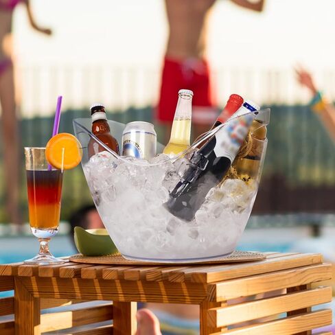 3Pcs Ice Buckets for Parties, 8 L 4 L Wine Bucket, Clear Acrylic Champagne Bucket with Tong and Ice Scoop, Beverage Tub for Cocktail Bar, Drinks, Wine, Beer Bottles in Kuwait