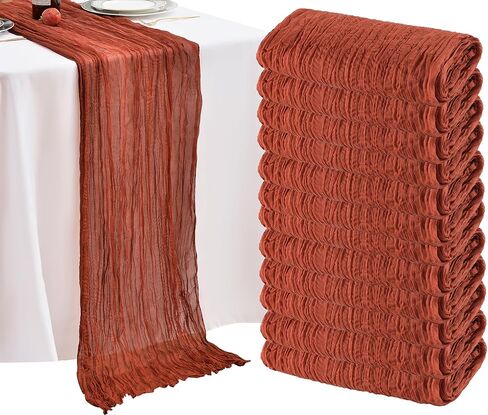 LOSKIA 12 جهاز كمبيوتر شخصى 10ft ريفي القماش الجدول عداء السائبة، 35 × 120 بوصة بوهو الشاش الجدول عداء رومانسية الجدول عداء غطاء طاولة طويلة لحفل الزفاف دش عيد ميلاد حزب الجدول الديكور حكيم الأخضر in Kuwait