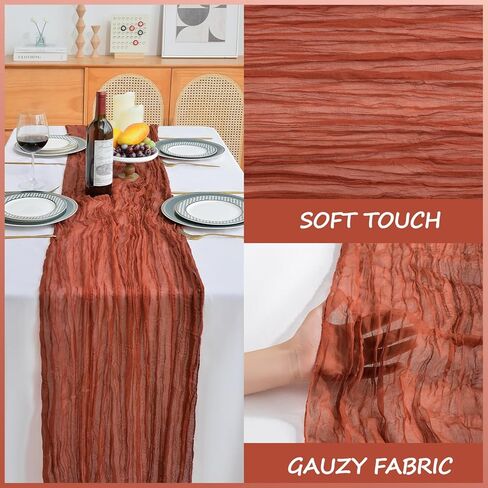 LOSKIA 12 جهاز كمبيوتر شخصى 10ft ريفي القماش الجدول عداء السائبة، 35 × 120 بوصة بوهو الشاش الجدول عداء رومانسية الجدول عداء غطاء طاولة طويلة لحفل الزفاف دش عيد ميلاد حزب الجدول الديكور حكيم الأخضر in Kuwait