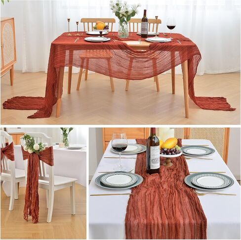 LOSKIA 12 جهاز كمبيوتر شخصى 10ft ريفي القماش الجدول عداء السائبة، 35 × 120 بوصة بوهو الشاش الجدول عداء رومانسية الجدول عداء غطاء طاولة طويلة لحفل الزفاف دش عيد ميلاد حزب الجدول الديكور حكيم الأخضر in Kuwait