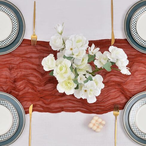 LOSKIA 12 جهاز كمبيوتر شخصى 10ft ريفي القماش الجدول عداء السائبة، 35 × 120 بوصة بوهو الشاش الجدول عداء رومانسية الجدول عداء غطاء طاولة طويلة لحفل الزفاف دش عيد ميلاد حزب الجدول الديكور حكيم الأخضر in Kuwait