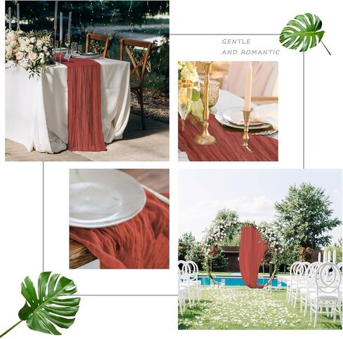 LOSKIA 12 جهاز كمبيوتر شخصى 10ft ريفي القماش الجدول عداء السائبة، 35 × 120 بوصة بوهو الشاش الجدول عداء رومانسية الجدول عداء غطاء طاولة طويلة لحفل الزفاف دش عيد ميلاد حزب الجدول الديكور حكيم الأخضر in Kuwait