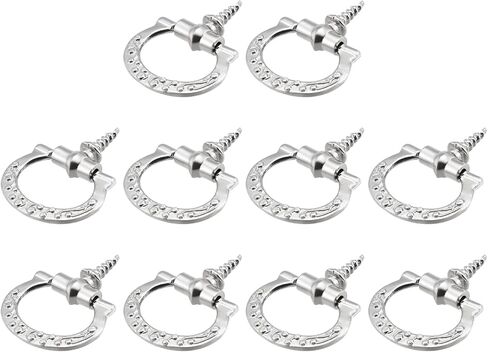 مقبض سحب حلقي من ميتاليكسيتي (24 مم × 27 مم) 10 قطع، مقابض تزيين حديدية - لصندوق خشبي منزلي يسحب الأدراج، لون فضي in Kuwait