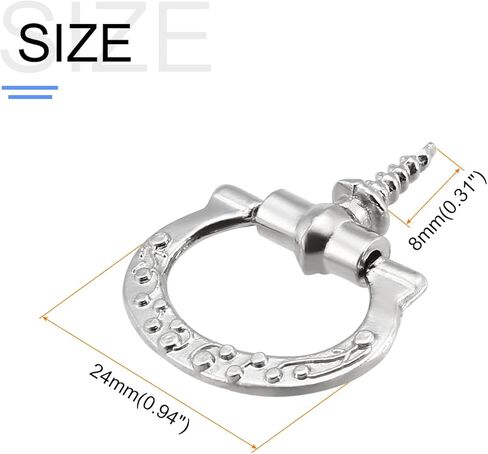 مقبض سحب حلقي من ميتاليكسيتي (24 مم × 27 مم) 10 قطع، مقابض تزيين حديدية - لصندوق خشبي منزلي يسحب الأدراج، لون فضي in Kuwait