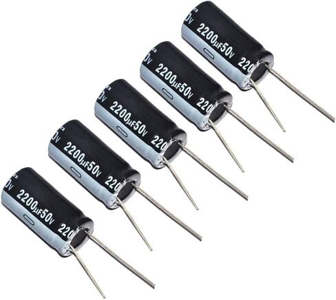 (عبوة من 5 قطع) مكثف 2200 فائق التوهج 50 فولت، مكثفات كهربائية من الألومنيوم PoiLee 2200 فائق التوهج 50 فولت 16x30 مم ±20% 105 درجة مئوية in Kuwait