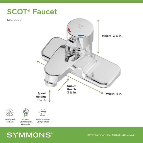 Symmons SLC-6000-G SCOT 4 in. Centerset Single Handle Metering Lavatory Faucet with Grid Drain in Polished Chrome (0.5 GPM) in Saudi Arabia