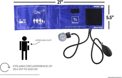 جهاز قياس ضغط الدم اللاسائلي الفاخر للكبار من Elite Medical Instruments، #217، أزرق ملكي in Kuwait