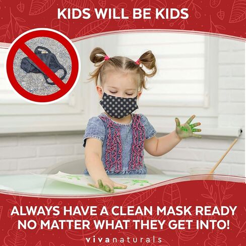 أقنعة وجه للأطفال للاستعمال مرة واحدة (50 قناعًا ملفوفًا بشكل فردي)، أقنعة وجه للأطفال مصنوعة من حلقات أذن مريحة وشريط أنف معدني قابل للتعديل، قناع وجه ممتاز للأطفال للاستعمال مرة واحدة مكون من 4 طبقات in Kuwait