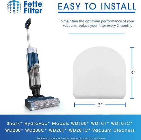 Fette Filter - Replacement Washable Foam Filters compatible with Shark WD100, WD101, WD101C, WD200, WD200C, WD201, WD201C HydroVac Pro XL 3-in-1 Vacuum - Pack of 6 in Saudi Arabia