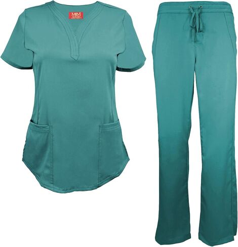 مجموعة فرك نسائية فائقة النعومة برقبة منسدلة وجيبين من M&M SCRUBS in Kuwait