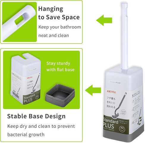 فرشاة وحامل وعاء المرحاض من KLLEYNA، فرشاة تنظيف بزاوية بتصميم منحني للتنظيف العميق، فرشاة حمام تحت الحافة مع مجموعة حامل (عبوة بيضاء واحدة)، قفازات لاتكس (زوج واحد) in Kuwait