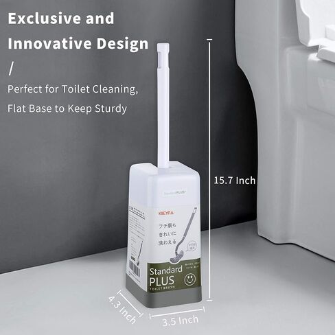 فرشاة وحامل وعاء المرحاض من KLLEYNA، فرشاة تنظيف بزاوية بتصميم منحني للتنظيف العميق، فرشاة حمام تحت الحافة مع مجموعة حامل (عبوة بيضاء واحدة)، قفازات لاتكس (زوج واحد) in Kuwait