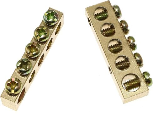 RLECS 5pcs Electrical Wire Screw Terminal Ground Brass Grounding Bars 5 Positions Terminal Ground Bar, Yellow in Saudi Arabia