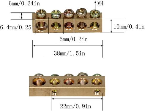 RLECS 5pcs Electrical Wire Screw Terminal Ground Brass Grounding Bars 5 Positions Terminal Ground Bar, Yellow in Saudi Arabia
