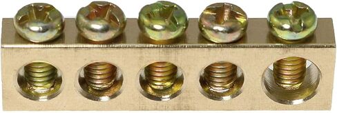 RLECS 5pcs Electrical Wire Screw Terminal Ground Brass Grounding Bars 5 Positions Terminal Ground Bar, Yellow in Saudi Arabia