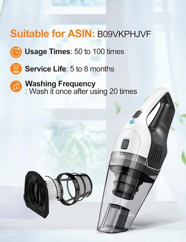 HEPA Filter 3 Pack, Washable, Reusable, Replaceable, Suitable for Brand Portutif V1 8000pa Wireless Handheld Vacuum Cleaner, High Efficiency Filter Dust Garbage Pet Hair in Saudi Arabia