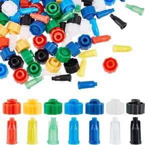 OLYCRAFT 140pcs Syringe Tip Caps Luer Lock Tip Plastic Stopper Syringe Barrel Tip Caps Lock Screw Type Industrial Syringe Tip No Needle Tip Cap for Feeding Tubes 7 Colors