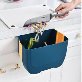 CNYEJQJC سلة مهملات صغيرة قابلة للطي معلقة لباب خزانة المطبخ، سلة قمامة صغيرة قابلة للطي مثبتة على الحائط، سلة مهملات من السيليكون تحت الحوض لخزائن المنزل والحمامات وغرف النوم والتخييم في السيارة in Kuwait