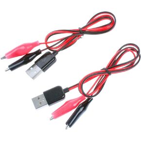 نويتو محول سلك اختبار بمشبك تمساح الى USB ذكر، كيبل اختبار بمشبك تمساح احمر واسود 60 سم - قطعتين in Kuwait