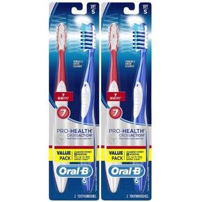 Oral-B Pro-Health CrossAction All-In-One Toothbrush Soft Bristles, (Colors May Vary) - Pack of 4 in Kuwait