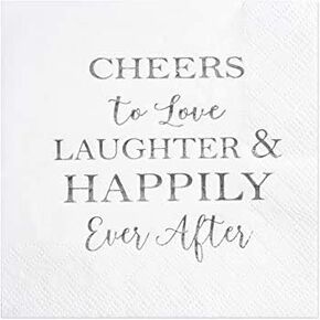 Crisky Dusty Blue Bridal Shower Napkins Disposable Cocktail Napkins Gold Foil Beverage Desert Cake Napkins Engagement Party Decorations & Wedding Shower, Rehearsal Dinners Napkins [50 pcs, 3-ply]