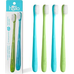 hello Charcoal Soft Toothbrush with Activated Charcoal from Sustainable Bamboo, BPA- Free, Made from Plant-Based Materials, 4 Pack in Kuwait
