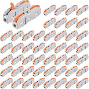 D-FLIFE 50pcs Lever Wire Connectors SPL-1 Conductor Compact Connectors Lever Connectors Nuts Electrical Connectors Wire Terminals for 28-12AWG Soft & Hard Wire Universal in Saudi Arabia