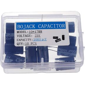 BOJACK 10X17mm 1000 فائق التوهج 25V 1000MFD 25 فولت ± 20% مكثفات كهربائية من الألومنيوم (عبوة من 10 قطع) in Kuwait