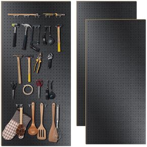 2 قطعة من ألواح الخشب الليفية عالية الكثافة مقاس 60.96 × 48 بوصة، عرض مثبت على الحائط، لوح بيجبورد أسود مع أجهزة تركيب، ألواح ربط ذات فتحات مستديرة للجدران، ومنظمات ورش عمل غرفة المرآب الحرفية والتخزين in Kuwait