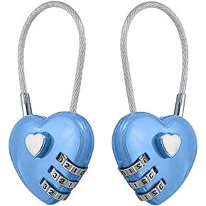 Heart Shaped Padlock, Love Padlock, Small Locker Locks,Love Lock for Jewelry Storage Box Locker Decor Valentine Gift,Combo Lock,Gym Locker Lock (Lake Blue,2PCS)