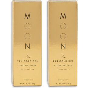 معجون أسنان جل تبييض ذهبي 24 قيراط لإزالة البقع من مون، خالي من الفلورايد، نكهة القرفة للنفس المنعش، للبالغين (عبوتان) in Kuwait