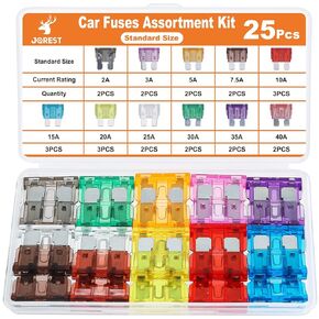 JOREST 60Pcs Micro Assorement Fuses Kit -Micro2 Fuse kit, Micro 2 Automotive Replacement Fuses for Car RV Truck Motorcycle(2Amp 3A 5A 7.5A 10A 15A 20A 25A 30A 35A 40A)