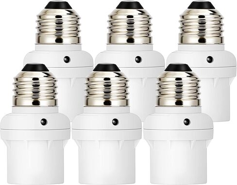DEWENWILS Light Sensor Socket, E26 E27 Dusk to Dawn Light Bulb Sockets for Light Fixtures, Compatible with Incandescent/CFL/LED/Halogen Bulbs, ETL Listed, 6 Pack, White in Saudi Arabia