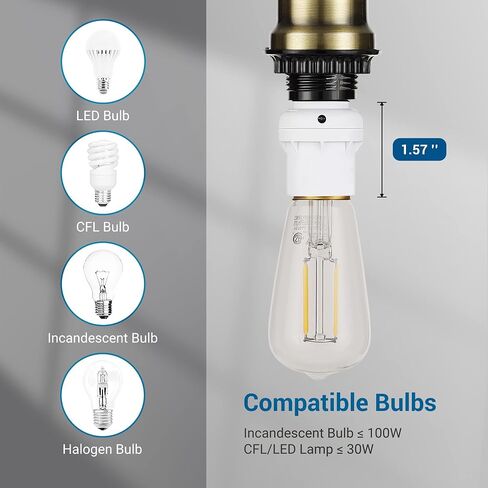 DEWENWILS Light Sensor Socket, E26 E27 Dusk to Dawn Light Bulb Sockets for Light Fixtures, Compatible with Incandescent/CFL/LED/Halogen Bulbs, ETL Listed, 6 Pack, White in Saudi Arabia