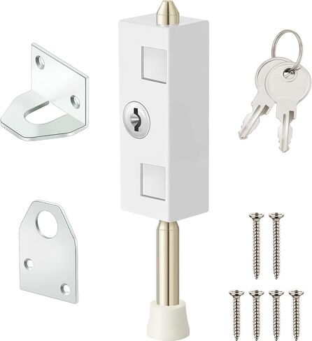 Sliding Door Lock Rectangle Patio Door Lock Keyed for Sliding Glass Door Hinged Door Security Bar Heavy Duty Steel Bolt Zinc Alloy Iron Portable Lock to Prevent Sliding or Lifting of Door (1 Piece) in Saudi Arabia