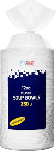 250 Pack- 5 Oz Disposable Plastic Bowls Plates - Strong and Sturdy - Heat-Resistant and Soak-Proof - Does Not Melt or Cave in Microwave - Heavy Duty BPA-Free Plastic in Kuwait